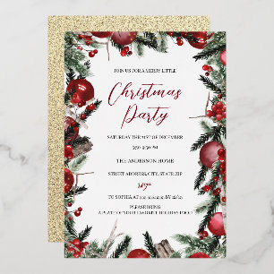Invitation En Aluminium Noël Gold Red Festiage Foliage Fête Wreath