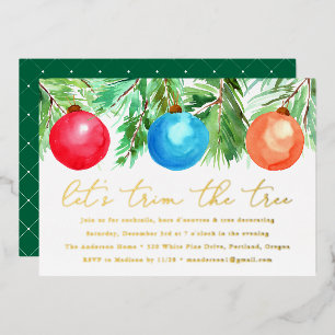 Invitation En Aluminium Noël Ornements Tree Trimming Party
