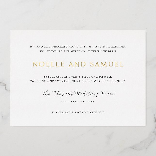 Invitation En Aluminium Noelle Elegant Wedding (Recto)