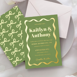 Invitation En Aluminium Nœud Coquette Mariage Rétro Réel