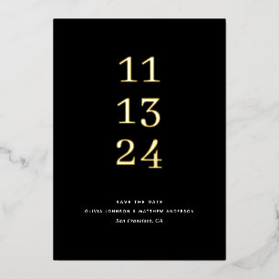 Invitation En Aluminium Noir d'or mariage minimaliste formel Enregistrer l