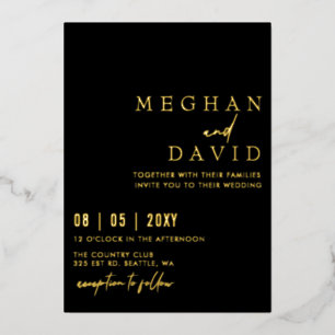 Invitation En Aluminium Noir Élégant manuscrit simple Mariage