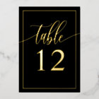 Noir et or Calligraphie Script Foil Numéro de tabl