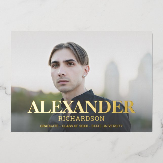 Invitation En Aluminium Nom de la morue Photo Graduation Party (Recto)