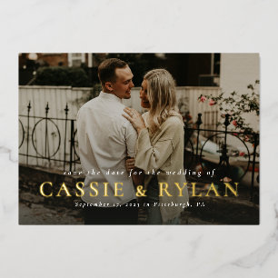 Invitation En Aluminium Nom en gras simple une photo enregistrer la date