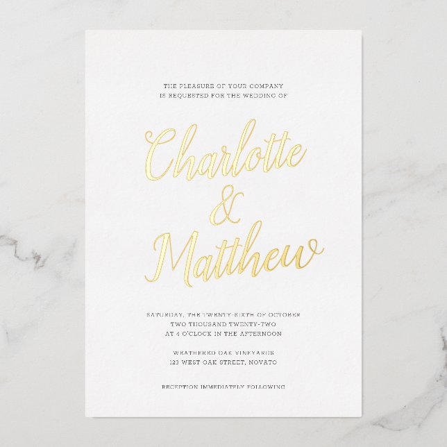 Invitation En Aluminium Nom surdimensionné Calligraphy Script Mariage REAL (Recto)