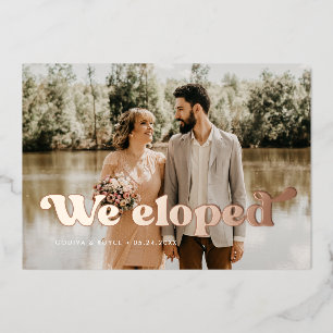 Invitation En Aluminium Nous avons choisi Retro mariage photo rose feuille