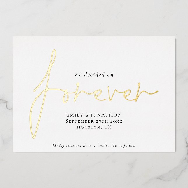 Invitation En Aluminium Nous avons décidé sur Forever Script Enregistrer L (Recto)