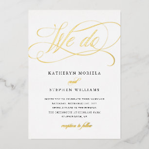 Invitation En Aluminium NOUS FAISONS Classic Calligraphy Mariage Gold