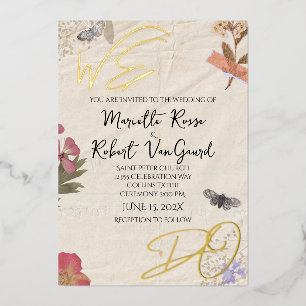 Invitation En Aluminium NOUS FAISONS Fleurs Pressées Shabby Garden Chic Ma