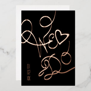 Invitation En Aluminium Nous faisons Mariage d'or tiré à la main du coeur 