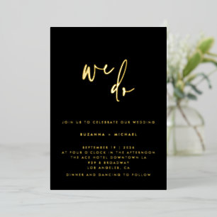Invitation En Aluminium Nous faisons Moderne Noir Calligraphie Mariage Or 