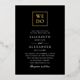 Invitation En Aluminium Nous le faisons. Élégant mariage simple or noir cl