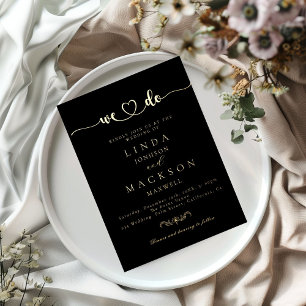Invitation En Aluminium Nous nous marions en noir et or
