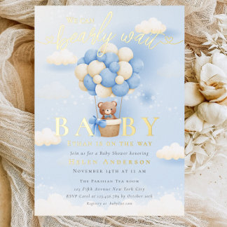 Invitation En Aluminium Nous pouvons à peine attendre Teddy Bear Neutral B