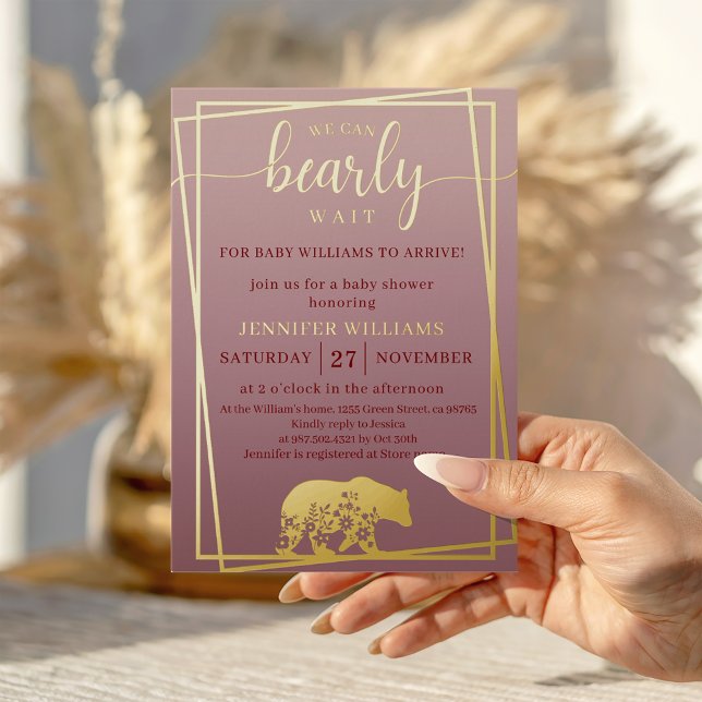 Invitation En Aluminium Nous pouvons attendre Baby shower Gold Frame (Créateur téléchargé)