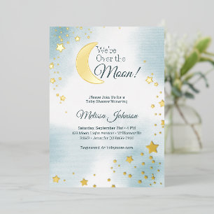 Invitation En Aluminium Nous sommes au-dessus de la Lune Fête de bébé garç