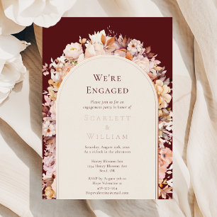Invitation En Aluminium Nous sommes engagés Arch automnal floral burgundy 