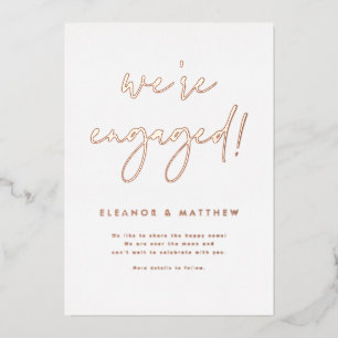 Invitation En Aluminium Nous sommes engagés Lettering Photo Fiançailles Ro