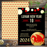 Nouvel An Lunaire 2024 Rouge Dragon moderne Black 