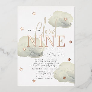 Invitation En Aluminium Nuage 9 nuages d'or Aquarelle Baby shower par cour