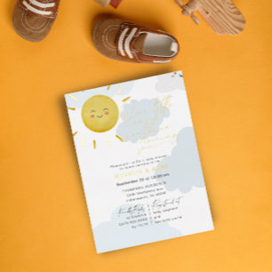 Invitation En Aluminium Nuage de rayon de soleil Fête de bébé garçon
