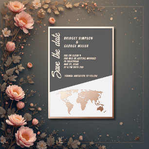 Invitation En Aluminium nuage d'or rose 9 destination enregistrer la date