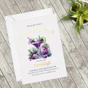 Invitation En Aluminium Nuances de pourpre : Une fête d'anniversaire bleu-