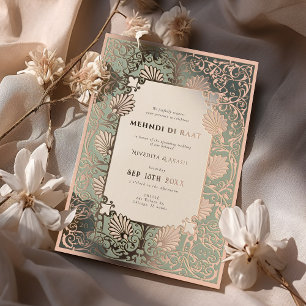Invitation En Aluminium Nuit de Mehndi Rose Gold Accents Mariage