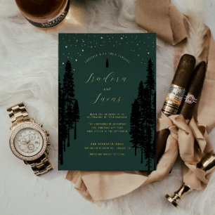 Invitation En Aluminium Nuit étoilée Mariage Luxueux en Forêt Céleste