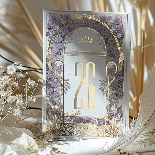 Invitation En Aluminium Numéros de tableau Art nouveau Gold Foil (Créateur téléchargé)
