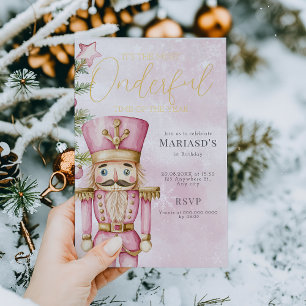 Invitation En Aluminium Nutcracker rose aquarelle pour 1er anniversaire de