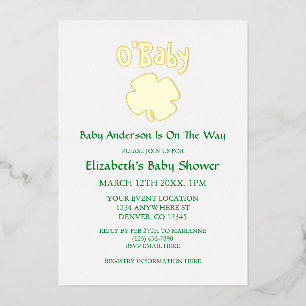 Invitation En Aluminium O'Baby St Patrick's Day Baby shower