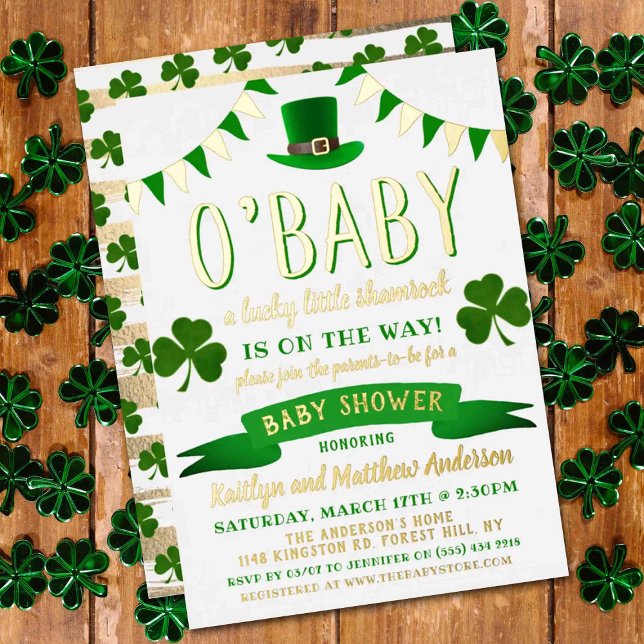 Invitation En Aluminium O'Baby St. Patrick's Day Baby shower Real (Créateur téléchargé)
