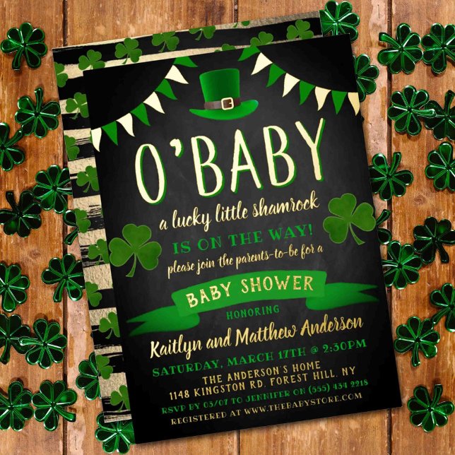 Invitation En Aluminium O'Baby St. Patrick's Day Baby shower Real (Créateur téléchargé)
