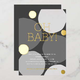 Invitation En Aluminium OH BÉBÉ ! Cérémonie de bébé moderne en noir et bla