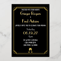 Old Hollywood Goil Foil Classy Film Strip Invitati