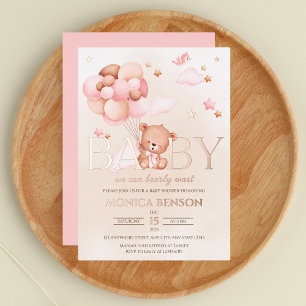 Invitation En Aluminium On Peut Attendre Jeune Fille Rose Beige Rose Or