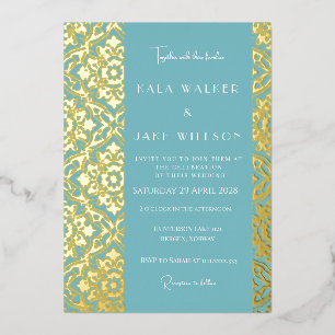 Invitation En Aluminium Opulence Bleue Carreau Italien Sophistiqué (Uni)