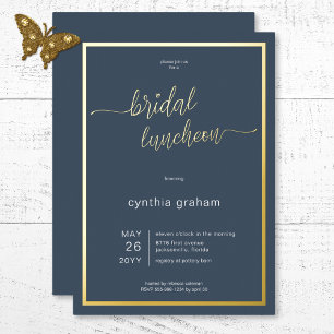 Invitation En Aluminium Opulent déjeuner nuptial minimaliste moderne bleu