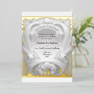Invitation En Aluminium Opulent Gold Motif Atelier, Mariage