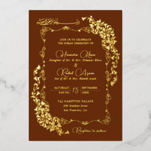 Invitation En Aluminium Or Artistique Cuivre Doré Floral Paisley Mariage M