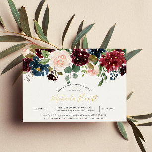 Invitation En Aluminium Or de la Fête des mariées de fleurs radieuses