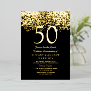 Invitation En Aluminium Or du 50e anniversaire du Mariage