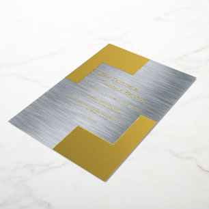 Invitation En Aluminium Or Et Argent Classé Luxe Chic Mariage moderne