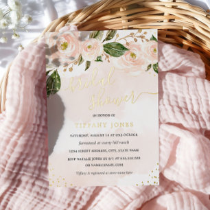 Invitation En Aluminium or Foil Blush Aquarelle Fête des mariées florale