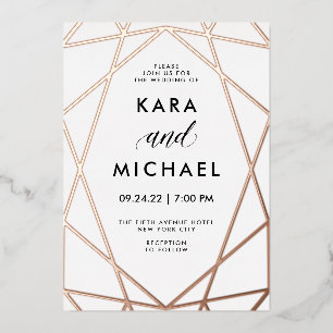 Invitation En Aluminium Or minimaliste moderne Rose sur blanc   MARIAGE