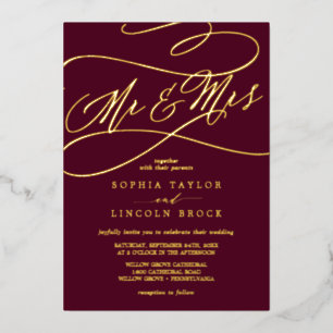 Invitation En Aluminium Or Romantique à Feuille D'Or Mariage Monsieur &