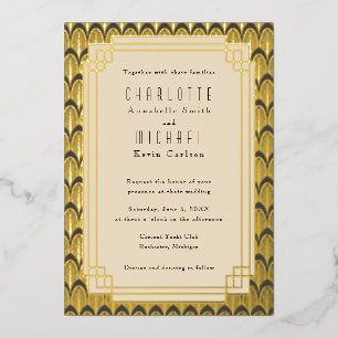 Invitation En Aluminium Or Vintage Art déco