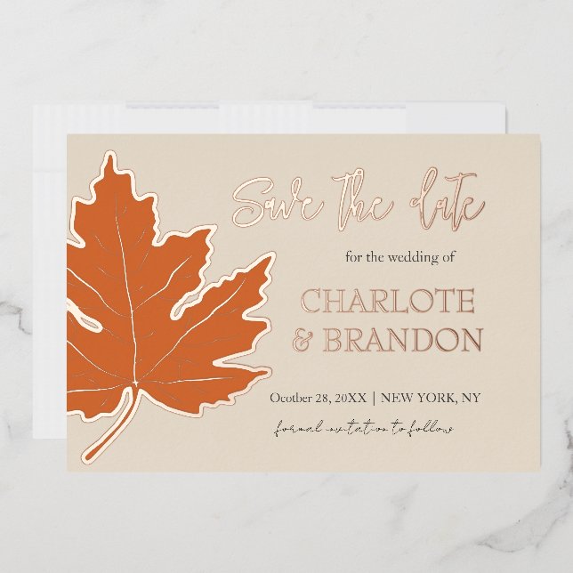 Invitation En Aluminium Orange Automne Maple Leaf Mariage Enregistrer La D (Enveloppe)